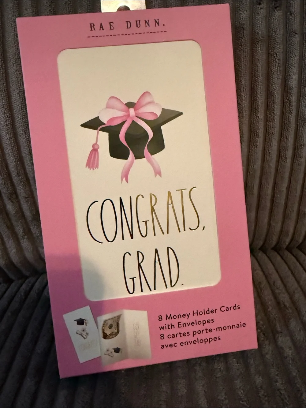 Rae Dunn Pink and Cream Graduation Money Holder Cards with Envelopes
